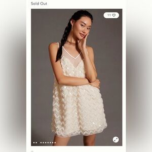 Anthropologie Ivory Sequin Mini Dress